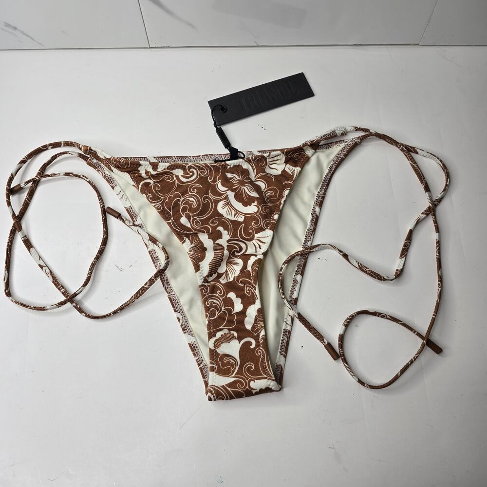 NWT Triangl Vinca Grecia Side Tie Bikini Bottoms Brown Paisley Size L Large